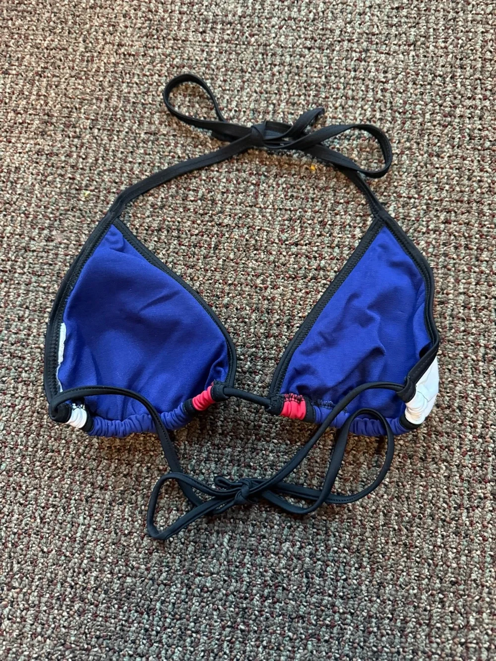 Women’s Colorblock Triangle Bikini Top in Blue, White & Red